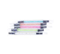 MUSISALY Nail Art Silicone Pen Set Dual- Tool for Patterns and Flowers for Salon and Home Use Green Acrylic Handle Rhinestone