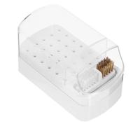 MUSISALY Nail Drill Bits Storage Box 30 Holes Plastic Organizer with Cleaning Brush for Nail Training and Salon Use