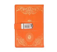 MUSISALY Notebook Orange Diary Pu Cover with Code Lock Vintage Style Portable Traditional Paper Journal with Secure Locking Feature for Daily Life and Diary Journaling
