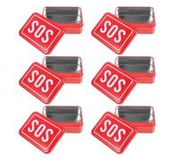 MUSISALY Outdoor Survival Tool Kit Metal Compact Pill Organizer Box, 6Pcs Small Portable Medicine Storage Case with Tray for Travel and Everyday Use