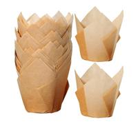 MUSISALY Paper Cupcake Liners Safe Material 50pcs Tulip Muffin Wrappers Baking Cups No Peculiar Smell Decorative and Beautiful Shape for Birthday Celebrations and Baking