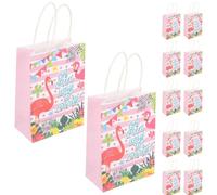 MUSISALY Paper Party Bags Tropical Themed Flamingo Patterned 12pcs Creative and Stylish Candy Packaging Gift Bags for Birthday Party and Hawaii Wedding