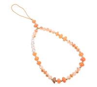 MUSISALY Phone Decor Delicate on Crystal Orange Wrist Beaded with Strap Stone Wearable Anti-lost Phone Chain for Accessory Women
