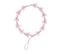 MUSISALY Pink Butterfly Phone Lanyard Crystal Beads, Lightweight and Easy to Install Phone Chain Strap, Decorative Cellphone Butterflies Ornament for Keys and Camera Accessories