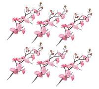 MUSISALY Plum Blossom Branch Cake Toppers Lightweight Picks 6pcs with Delicate Design, Asian Style Cake Decoration and Photo Prop for Birthday Party for Holiday Celebrations