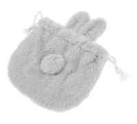 MUSISALY Plush Bunny Drawstring Makeup Bag Small Fuzzy Cosmetic Pouch for Women Travel Storage Light Gray
