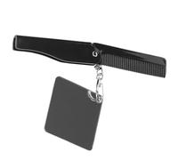 MUSISALY Portable Foldable Small Comb with Fine Teeth and Keychain Acrylic Folding Beard and Hair Comb with Square Mirror for Men Lightweight Travel Grooming Tool for Pocket and Handbag