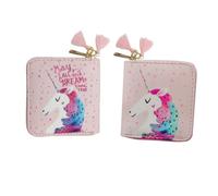 MUSISALY Pu Zipper Wallet Easy to Carry Unicorn Pattern Small Short Wallet with Zipper Closure Design, Pink Colour, for Daily Use and Business Trip