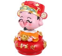 MUSISALY Red Resin Shaking Head God of Fortune Figurine Car Ornament for Home New Year 2022 Year of the Tiger Decorations