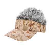 MUSISALY Reusable Baseball Cap with Wig Design for Men and Women Portable Hip Hop Duckbill Hat in Digital Khaki and Gray Decorative Cosplay Accessory for Outdoor Activities and