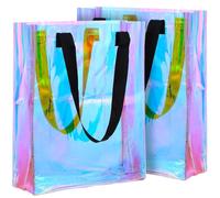 MUSISALY Reusable Clear Tote Bags 2 Pcs with Durable Handles for Everyday Work and Beach Use, Large-capacity PVC Shoulder Bags