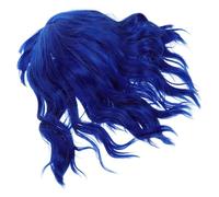 MUSISALY Short Wavy Cosplay Bob Wig Bangs in Dark Blue Shoulder Curly Synthetic Hair Wig for Women Halloween Carnival Parties for Role Playing