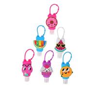 MUSISALY Silicone Lotion Container 6pcs 30ml Leak-Proof Mini Bottles with Cartoon Covers and Silicone Hook for Hanging on Backpack or Stroller