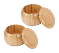 MUSISALY Solid Wood Chess Stones Storage Jar, 1 Pair Khaki Bamboo Chess Canisters for Go Game and Strategy Board Pieces, Durable and Wear-Resistant Containers Suitable for Game Stone Organization