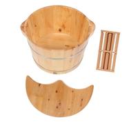 MUSISALY Solid Wooden Foot Tub with Lid and Massage Beads Thickened Cedar Foot Basin Suitable for Home Spa and Relaxation