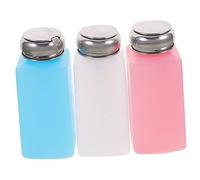 MUSISALY Stainless Steel Alcohol Press Bottle 3pcs 250ml Refillable Empty Pressing Containers for Nail Polish Remover and Solvent Use in Beauty Salons and Home Random Color