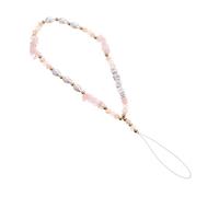 MUSISALY Stone Pearl Mobile Phone Chain with Key Rope Pink DIY Cell Phone Lanyard Strap for Women Bag Decoration Accessory