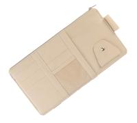 MUSISALY Sun Visor Clean Organizer Car Beige in Multi-functional Pu Leather with Zipper Car Storage Case and Tidy Accessories for Cards Sunglasses Auto