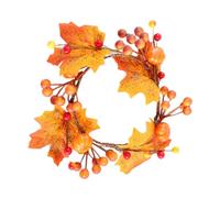 MUSISALY Thanksgiving Day Wreath Maple Leaf Pumpkin Garland, Orange, Silk Cloth Foam Iron, Door and Tabletop Decoration for Holiday and Thanksgiving Day