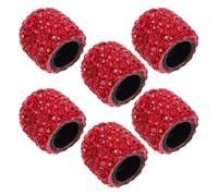 MUSISALY Tire Valve Caps Easy Installation Red with Full Diamond Decoration 6pcs Polymer Clay and Rhinestone Material Bling Car Accessories for Bike and Motorcycle Wheels