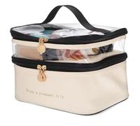MUSISALY Travel Makeup Bag Double Layer Design Large Capacity Toiletry Organizer for Cosmetics Stylish Beauty Essential Pouch for Women and Men The Go