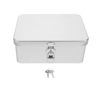 MUSISALY Vintage and Elegant Silver Finish Storage with Lock and Key Tinplate Retro Box Metal Keepsake Box Featuring Secure Locking Mechanism for Office and Desktop Organization