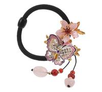 MUSISALY Vintage Chinese Style Thick Hair Tie for Women Extra Elastic Ponytail Holder with Decorative Flower Non-damaging Soft Fabric Hairband for Daily Wear and Active Lifestyles Hanfu