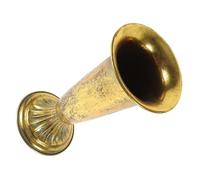 MUSISALY Vintage Iron Flower Vase with Rounded Edges and Stable Flat Base, Retro Golden Metal Flower Pot for Hotel Decoration and Wedding Floral Arrangements