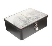 MUSISALY Vintage Tinplate Storage Box with Lid and Lock Medium Organizer for Small Jewelry Snacks Portable Decorative Container with Sealing Lid for Desktop Storage