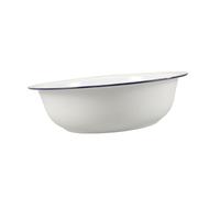 MUSISALY Vintage White Enamel Wash Basin Multipurpose Foot Soaking Tub for Laundry Face Washing and Foot Baths Durable Spacious Household Enamelware Bucket for Cleaning and Soaking
