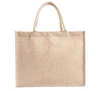 MUSISALY Waterproof Jute Tote Bag with Laminated Burlap Fabric, Reusable Handheld Shopping Pouch 31x25x10cm, Vintage Rustic Linen Handbag for Grocery and Travel Use