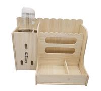 MUSISALY Wear-resistant Wooden Hay Rack and Water Bottle Holder for Squirrels and Rabbits, Designed to Prevent Spills in Small Animal Cages