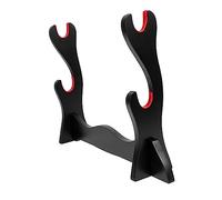 MUSISALY Wooden Desktop Flute Holder and Household Sword Display Rack, Two-tier Xiao and Katana Storage Stand for Home Organization