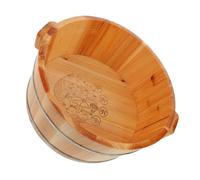 MUSISALY Wooden Foot Soak Tub Deep Basin with Ergonomic Handles for Relaxation and Circulation Improvement Portable Lightweight Foot Bath Bucket for Home Spa and Washing Supplies Height