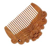 MUSISALY Wooden Hair Comb Mini Gift 8cm Peony Carved Anti-static Massage Comb for Women and Men Household Hair Styling Tool