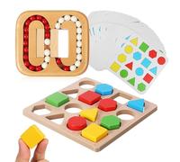 MUSISALY Wooden Maze Puzzle for Seniors Roller Beads, Cognitive Geometric Shape Activity Board Game, Brain Teaser for Elderly Mental Training and Pattern Creation