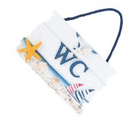 MUSISALY Wooden Mediterranean Wc Sign Door Seaside Bathroom Decor Nautical Hooks Hanging