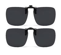 Musivon Clip On Sunglasses Fit on Glasses - Polarized Flip Up Driving Glasses for Men Women (2 Pack)
