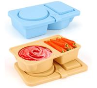Musiwanna 2Pcs 2 Compartments Snack Pots with Lids, Small Double Compartment Silicone Snack Conatainer (70+90ml), Double Condiment Box with Lids, Reusable Snack and Dip Container, Dunker Snack Pots