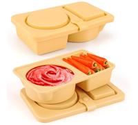 Musiwanna 2Pcs 2 Compartments Snack Pots with Lids, Small Double Compartment Silicone Snack Conatainer (70+90ml), Double Condiment Box with Lids, Reusable Snack and Dip Container, Dunker Snack Pots