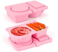 Musiwanna 2Pcs 2 Compartments Snack Pots with Lids, Small Double Compartment Silicone Snack Conatainer (70+90ml), Double Condiment Box with Lids, Reusable Snack and Dip Container, Dunker Snack Pots