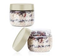 Musiwanna Borosilicate Small Glass Containers with Lids, 300ml Set of 2, Microwave Safe Overnight Oats Jars, Wide Mouth Mason Jars for Yoghurt, Chia Pudding, Porridge, Jam, Dressing, Spice (White)
