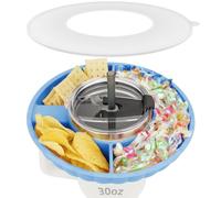 Musiwanna Snack Tray with Lid for Stanley Cup 30oz/887ml, ONLY for 30OZ, Snack Plate Compatible with 30oz Tumbler, Silicone SnackBowl with 3 Compartments, SnackStorage Top Ring