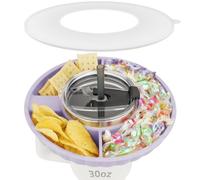 Musiwanna Snack Tray with Lid for Stanley Cup 30oz/887ml, ONLY for 30OZ, Snack Plate Compatible with 30oz Tumbler, Silicone SnackBowl with 3 Compartments, SnackStorage Top Ring