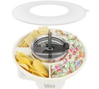 Musiwanna Snack Tray with Lid for Stanley Cup 30oz/887ml, ONLY for 30OZ, Snack Plate Compatible with 30oz Tumbler, Silicone SnackBowl with 3 Compartments, SnackStorage Top Ring