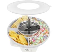 Musiwanna Snack Tray with Lid for Stanley Cup 30oz/887ml, ONLY for 30OZ, Snack Plate Compatible with 30oz Tumbler, Silicone SnackBowl with 3 Compartments, SnackStorage Top Ring