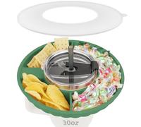 Musiwanna Snack Tray with Lid for Stanley Cup 30oz/887ml, ONLY for 30OZ, Snack Plate Compatible with 30oz Tumbler, Silicone SnackBowl with 3 Compartments, SnackStorage Top Ring