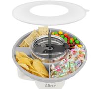 Musiwanna Snack Tray with Lid for Stanley Cup 40oz/1.18L, ONLY for 40OZ, Snack Plate Compatible with 40oz Tumbler, Silicone SnackBowl with 4 Compartments, SnackStorage Top Ring (Grey)