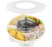 Musiwanna Snack Tray with Lid for Stanley Cup 40oz/1.18L, ONLY for 40OZ, Snack Plate Compatible with 40oz Tumbler, Silicone SnackBowl with 4 Compartments, SnackStorage Top Ring (White)