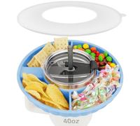 Musiwanna Snack Tray with Lid for Stanley Cup 40oz/1.18L, ONLY for 40OZ, Snack Plate Compatible with 40oz Tumbler, Silicone SnackBowl with 4 Compartments, SnackStorage Top Ring (Blue)